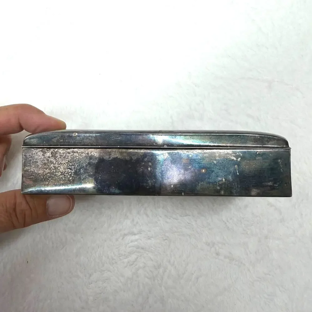 EPCA Poole Silver‎ Co 1899 Wood Lined Cigar Box Hinged Lid Trinket Jewelry